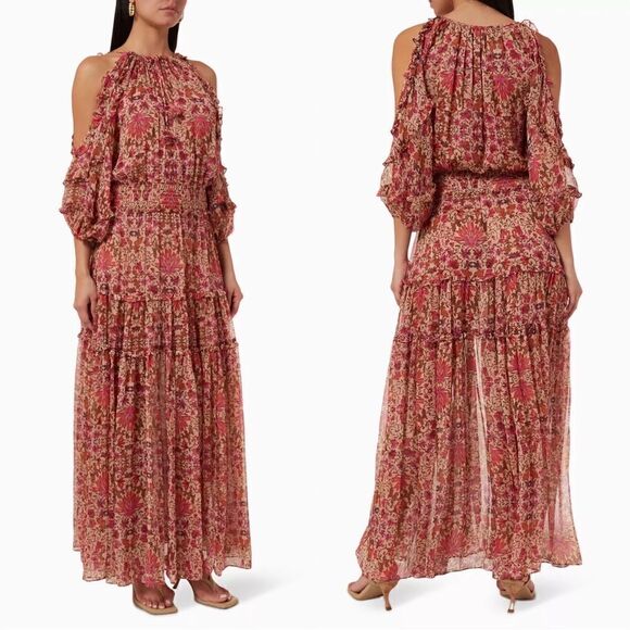 MISA Laila Maxi Cutout Dress in Hibiscus Flora Size XS - Picture 1 of 11